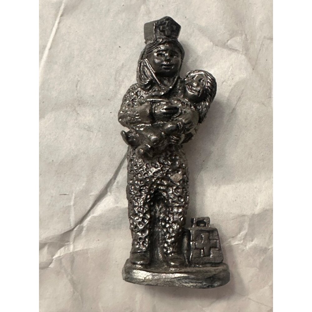 Michael‎ Ricker Pewter Nurse Sculpture Holding Child  Christmas